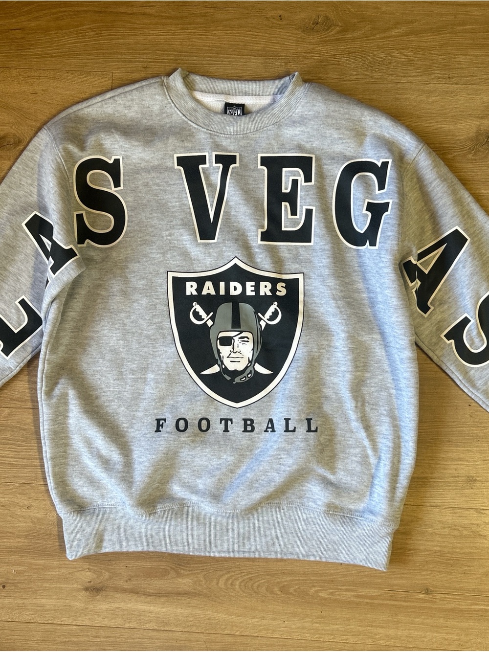 Raiders Team Apparel Gray and Black Las Vegas Crewneck Sweatshirt - Men